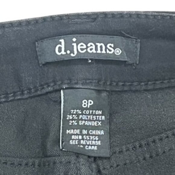 D. Jeans Black Mid Rise Jeans Women’s Size 8 Petite Button Ankle Detail - Picture 13 of 14